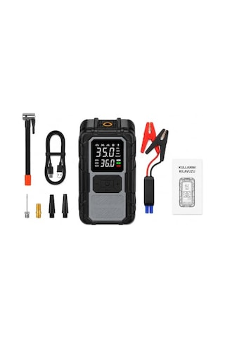 Kablosuz Lastik Şişirme Kompresörü Ve Akü Takviye Cihazı 800a, 8000mah Powerbank, Dijital Ekranlı Hava Pompası, Araç Motosiklet Bisiklet Ve Top Şişirme İçin, Type-c Şarjlı, Led Aydınlatmalı