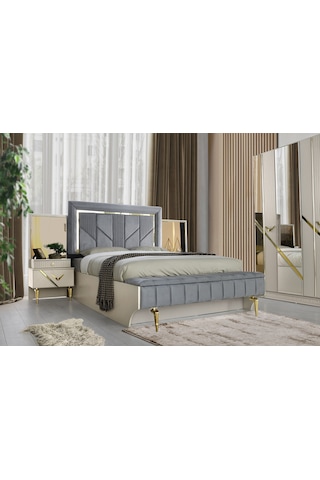 Kosova Bazalı Karyola Ve Başucu-bench'li +2 Adet Komodin 160 x 200 CM