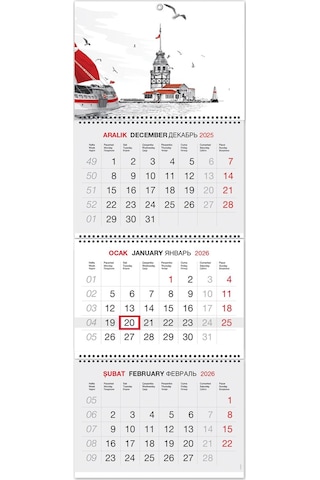 2026 Jumbo Boy Kuşe Gemici Takvimi Denizci Duvar Takvimi 33x92,5 Cm