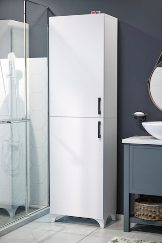 Çok Amaçlı Dolap Tuna Erzak Dolabı Banyo Dolabı Beyaz