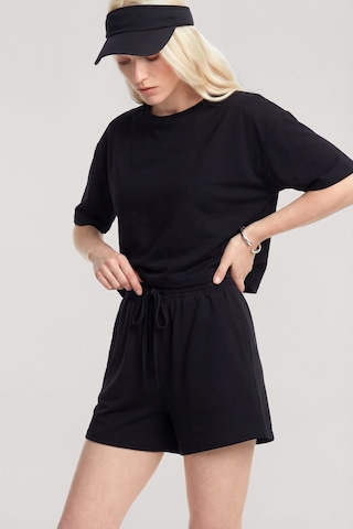 Akbeniz Kısa Kollu Şortlu Pijama Takımı Siyah