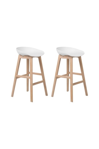 Beliani Belıanı Mıcco 2 Li Bar Sandalyesi Seti, Iskandinav Tarzı, 72 Cm Oturma Yüksekliği, Minimalist Tasarım Beyaz
