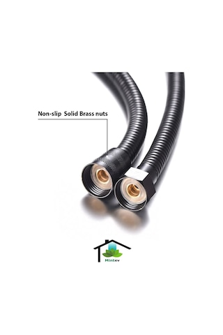 Mintev Siyah Ultra Dayanıklı 1.5m Örgülü Duş Hortumu Paslanmaz Siyah