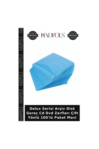 Delux Serisi Arşiv Disk Gereç Cd Dvd Zarfları Çift Yönlü 100'lü Paket Mavi