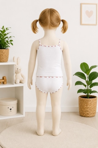 Stsahra Kız Çocuk Beyaz Baskılı Atlet Slip Takım