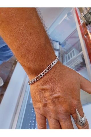 Magrib 925 Ayar Gümüş 6mm. Figaro Erkek Zincir Bileklik