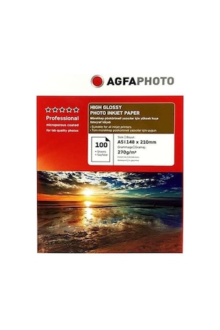 Agfa Hıgh Glossy Photo Paper 15x21 A5 270 Gr 100lü