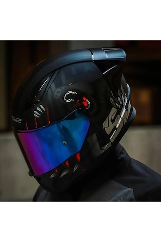 Ls2 Rapıd 2 Race Clawn Kapalı Motosiklet Kaskı Gökkuşağı Camlı Siyah