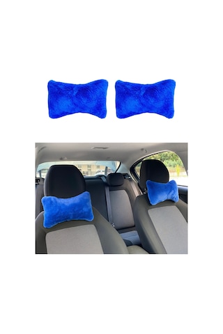 Yumuşak Peluş Ortopedik Araba Seyahat Boyun Yastığı 2& 39li Mavi Çok Renkli