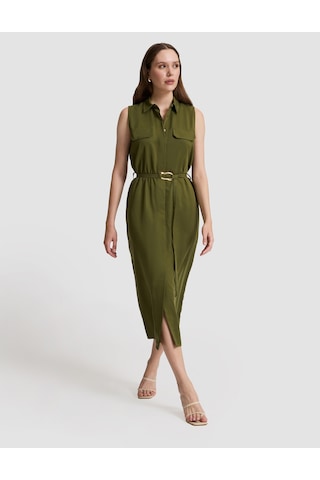 Pierre Cardin Kadın Haki Elbise Dokuma 50321336-vr027