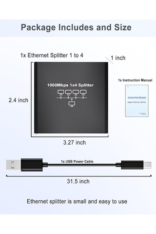 Rj45 Gigabit Ethernet Çoklayıcı 1x4 100m İletim