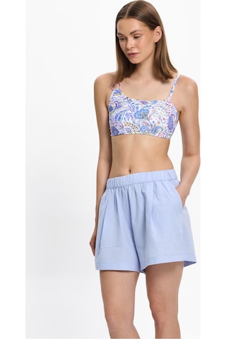 Toosalty Kadın %100 Cotton Kısa Cepli Plaj Şortu 25pl10st Mavi