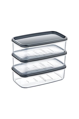 Buffer® 3'Lü Dikdörtgen Şeffaf Kilitli Erzak Saklama Kabı Çok Renkli