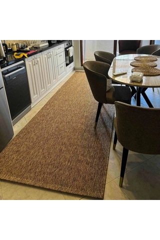 Düz Kahve Toprak Kılçık Desenli Halı - L665kabo