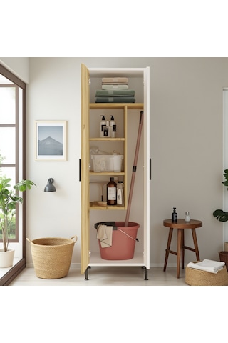 Robin Home Çok Amaçlı Dolap Vileda Banyo Dolabı Beyaz Beyaz