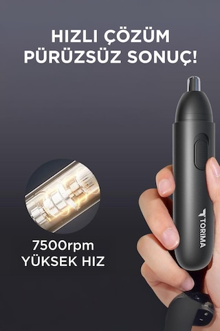 Torima Gt-2220a Siyah Taşınabilir Elektrikli Usb Şarj Edilebilir Burun Kılı Kesme Makinesi 30 Dk