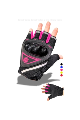 Pembe Kısa Yarım Parmak Kadın Motosiklet Eldiveni Mw120p