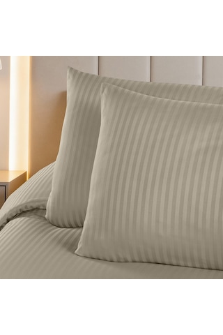 Linestyle King Size Kişilik %100 Pamuk Saten 90 Tel Nevresim Seti Bej 3 Parça