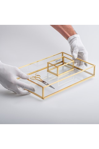 Nişan Takımı 3 Parça Cam Pirinç & Gold