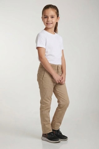 Nacar Store Okul Pantolonu Lastikli Ribana Bel Kanvas Çocuk Pantolonu Okula Dönüş Bej