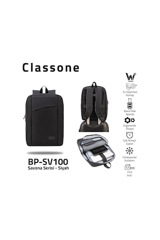 Classone Savona Bp-Sv100 Wtxpro Su Geçirmez Kumaş .15.6" Notebook