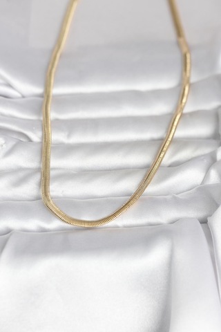 Cm 14k Gold Renk Yassı Yılan Zincir Model 45 Cm Kadın Kolye - Lisinya altın