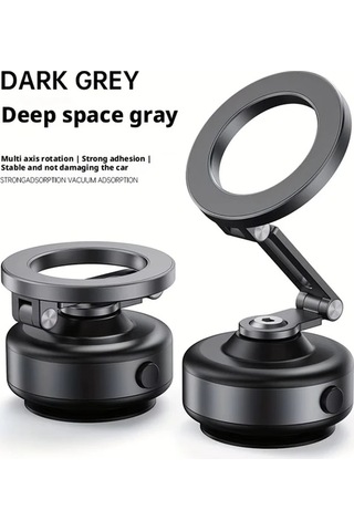 Motion003 Koyu Gri Manyetik Araba Tutucu 360 Derece Doner Gri Aluminyum Dayanikli İphone Uyumlu Androi