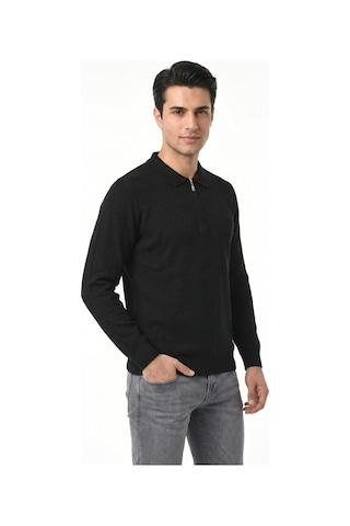 Foterman Erkek Spor Polo Yaka Mevsimlik Kazak Bgl-st05443 Siyah