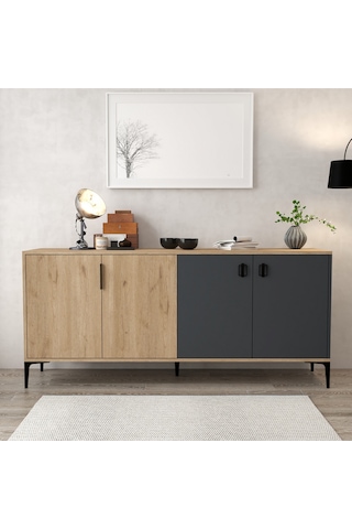 4001 Neva Konsol 180 Cm Sepet - Antrasit Tv Ünitesi - Yemek Odası - Kahve Köşesi Antrasit - Sepet Çok Renkli