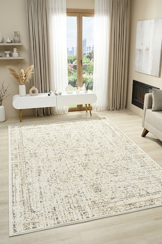 Mariesse Home Asır Serisi Vintage Modern Dokuma Salon Oturma Odası Halısı 2088 Bej