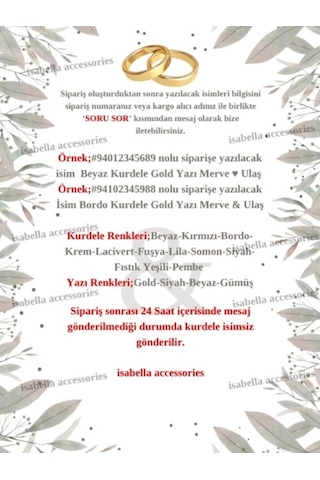 Söz Nişan Kurdelesi Yüzük Kurdelesi İsimli Söz Kurdelesi