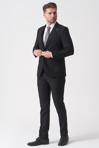 White Stone Campinas Ty2494 Slim Fit 6 Drop Düz Yelekli Takım Elbise Siyah Siyah