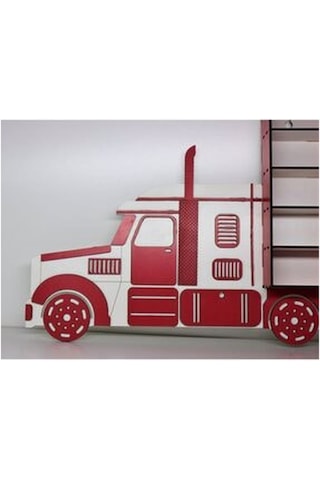 Belinayçocukdünyası Ahşap Tır Model Oyuncak Araba Rafı 30-Kırmızı