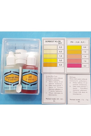 Su Test Analiz Sıvısı Ph Analiz Kiti ve Serbest Klor Test Kiti