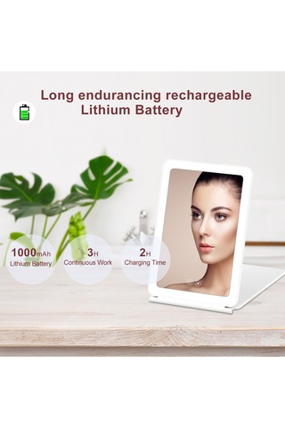 Singree Taşınabilir Makyaj Aynası 3x Büyütec İle 3 Renk Sıcaklığı 3500k-7000k Sürekli Parlaklık Ayarlama Bellek Fonksiyonu Çok Açı Dengeleyici Katlanabilir 1000mah Pil Type-c Şarj Beyaz Beyaz