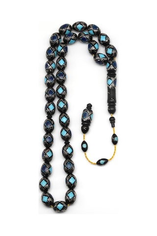 Gümüş İşlemeli Kuka Tesbih 9 X 13 Mm Beyzi Kesim