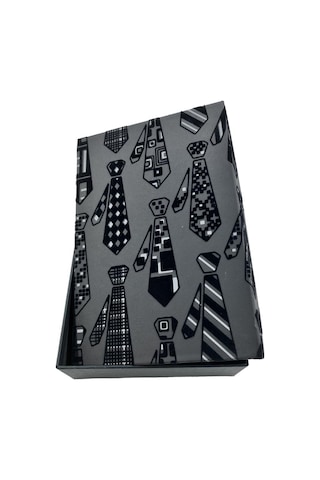 Teyreki Gıpta Montana Floklu Kravat Desenli Dikdörtgen Hediyelik Boş Kutu No:1 24x16x6cm