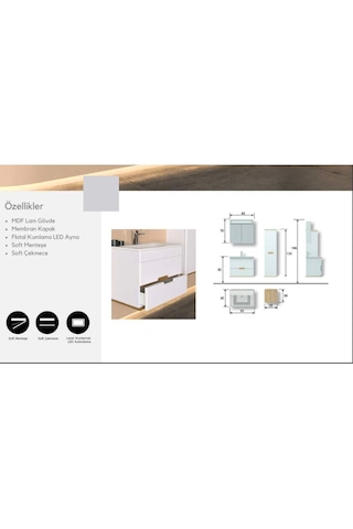 Evros Babil 65 Cm Banyo Dolabı Boy Dolabı Dahil Beyaz