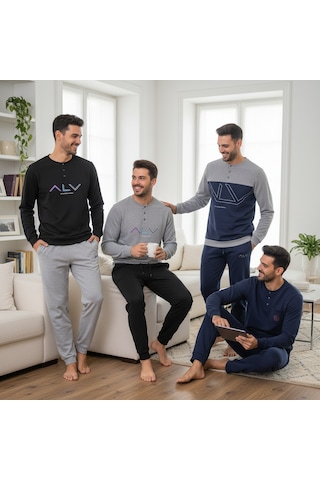 Bonbon Erkek Pamuklu Bohçalık Ve Çeyizlik 4 Adet 2'li Pijama Takımı Bb2483 Çok Renkli