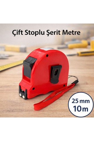 Çift Stoplu 10 Metre Şerit Metre 25 Mm Genişlik Dayanıklı Gövde Hassas Ölçüm Profesyonel 0 - 300 MM