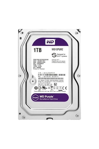 Wd Purple, Wd10purz, 3.5&amp Quot 1tb, 64mb, 5400 Rpm, 7/24 Güvenlik, Hdd