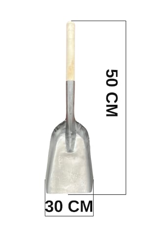 Metal Faraş Çöp Küreği Ağaç Saplı Kömür-köz-soba-ateş-mangal-sıvacı Küreği