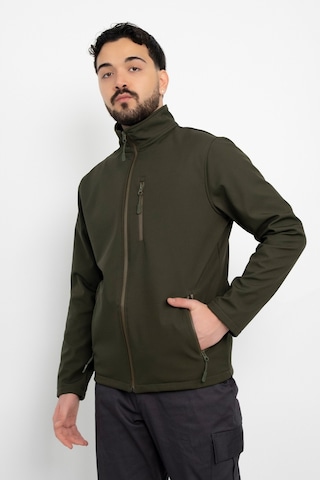 Dasüniforma Softshell İçi Polarlı Su Geçirmez Standart Fit Ceket Rüzgar Geçirmez Tam Fermuar Kışlık Unisex Mont Haki