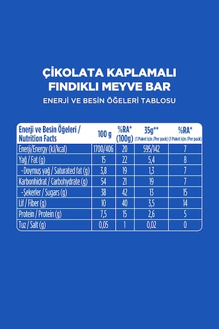 Choco - Çikolata Kaplı Fındıklı Meyve Bar 35 G X 12 Adet