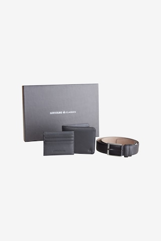 AC&Co / Altınyıldız Classics Erkek Sıyah Kemer-cüzdan-kartlık Aksesuar Set Damat Bohçası Siyah