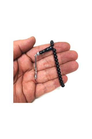 Gümüş Püsküllü Mini Gürcistan Oltu Tesbih 5,5 Mm