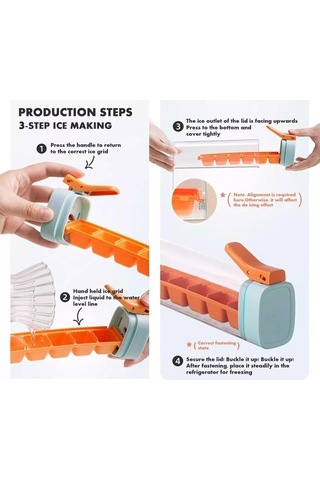 Besthome1 Yeşil Tek Elle Kullanılabilir Buzluk - 6 Bölme - Yiyecek Malzeme - Renkli Buz Kutusu Çok Renkli