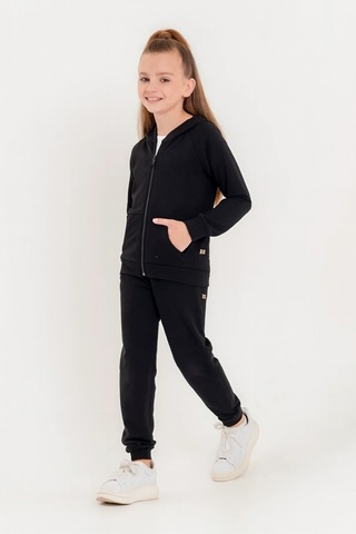 Kız - Erkek Çocuk Basic Fermuarlı Okul Eşofman Takımı Ak0785 Siyah