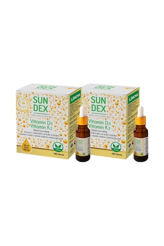 Sundex Vitamin D3 Vitamin K2 500 Damla 2 x 20 ML Sundex Vitamin D3 Vitamin K2 500 Damla 2 x 20 ML