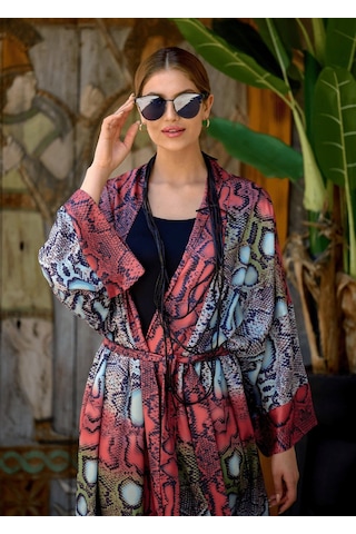 Mayovera Yılan Desen Kimono Çok Renkli